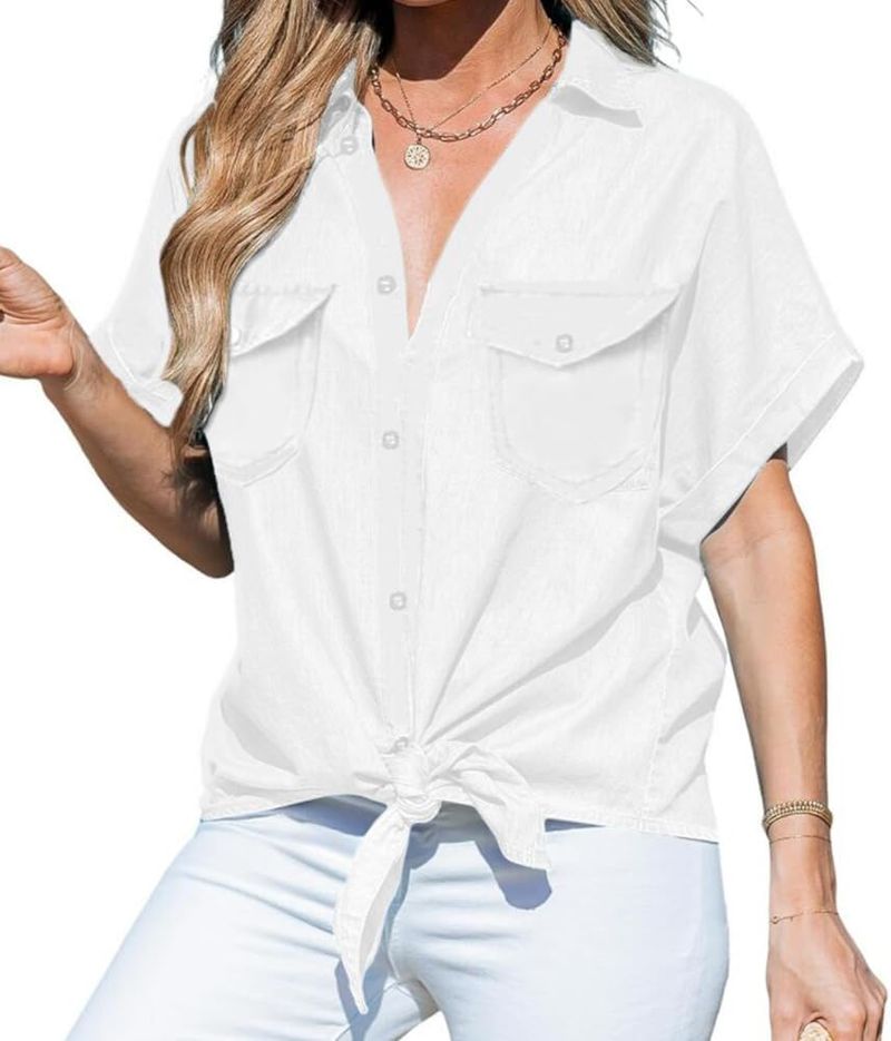 Tie-Front Button-Up