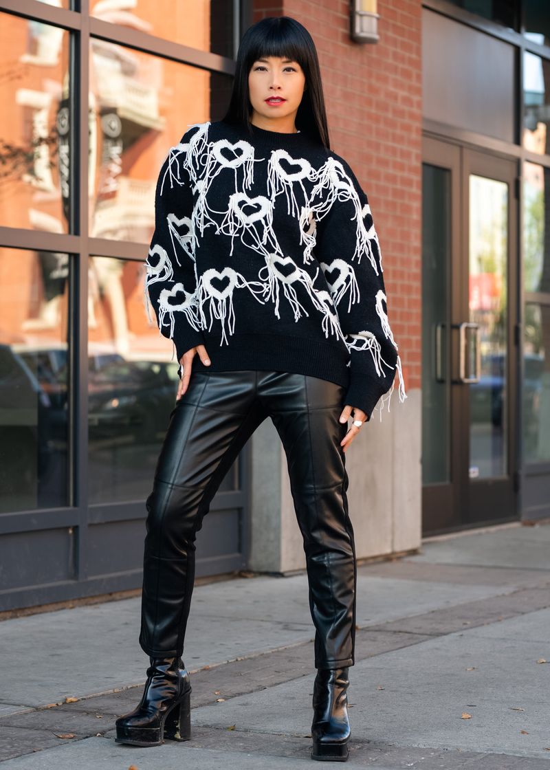 Chunky Knit & Leather Pants