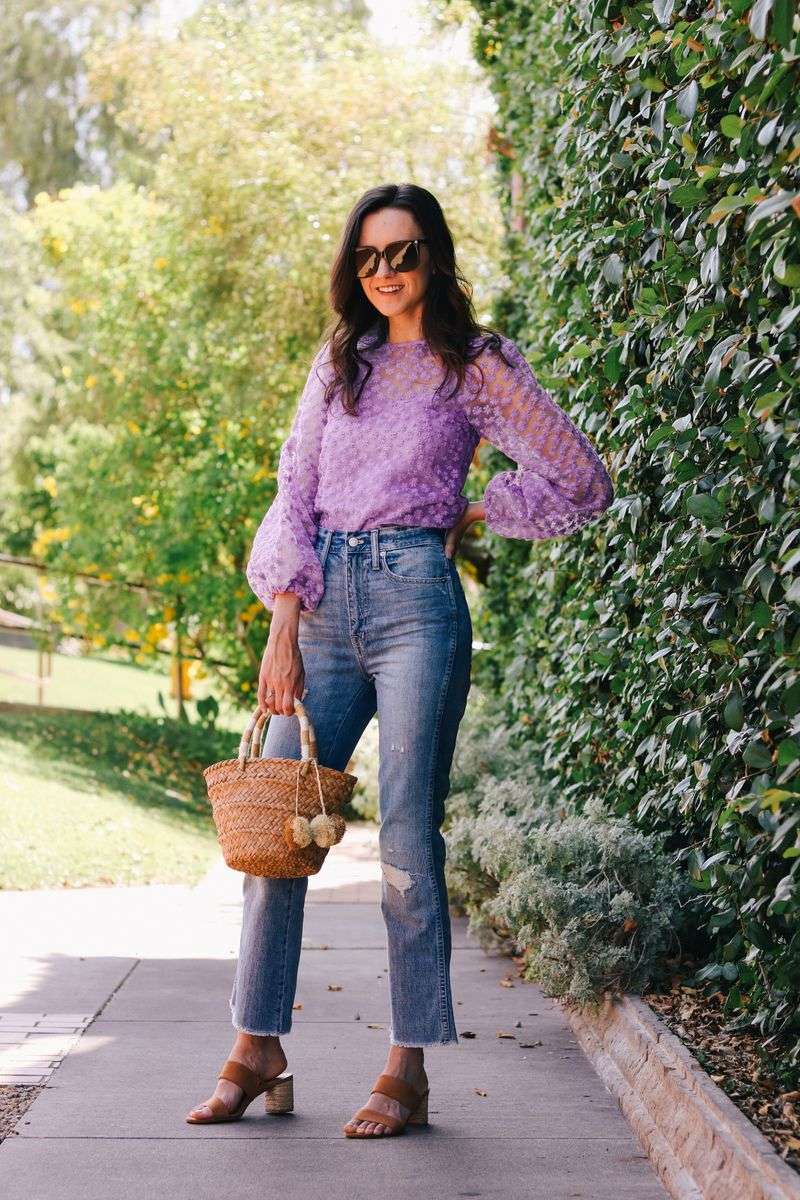 Lavender Puff-Sleeve Blouse