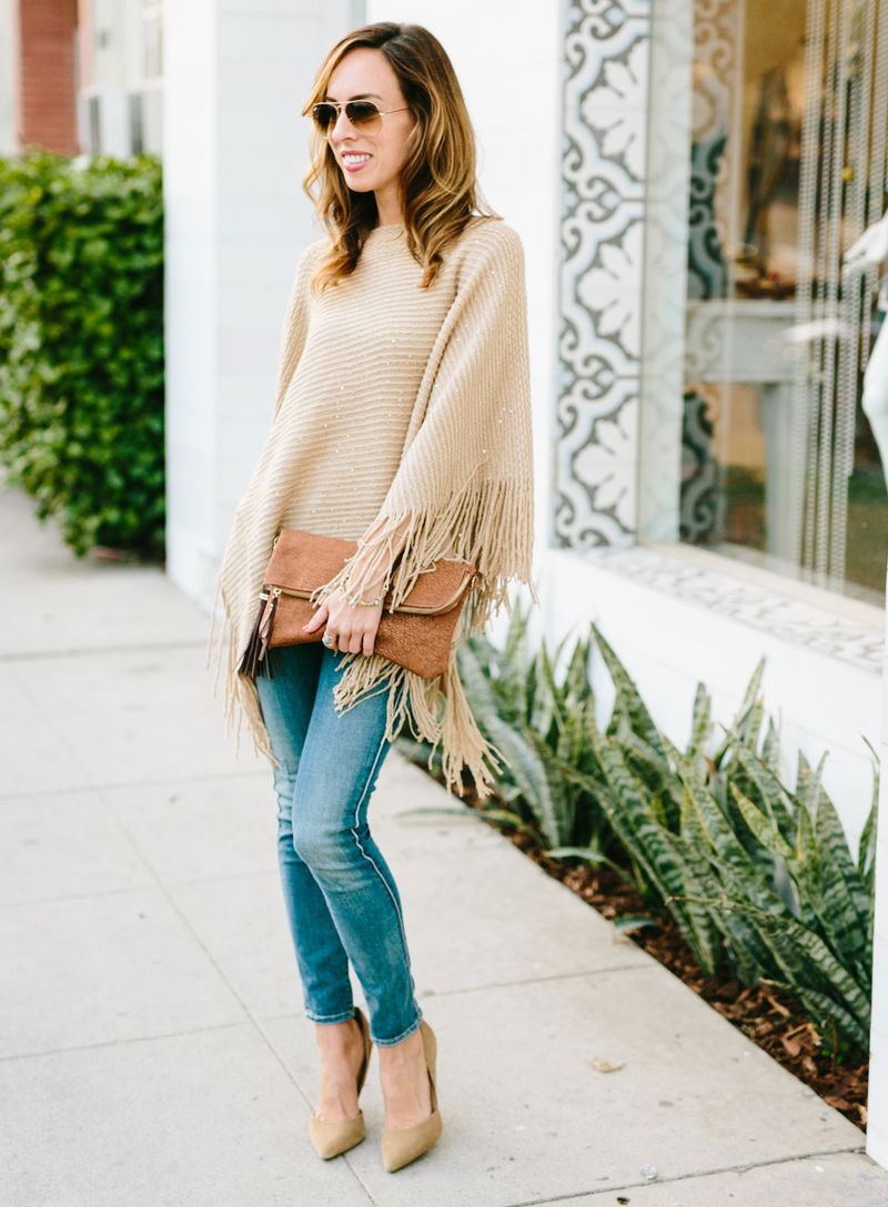 Poncho and Skinny Jeans