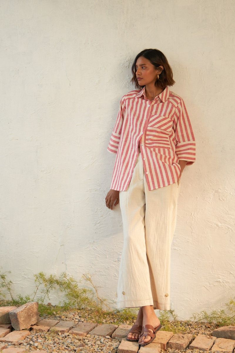 Striped Shirt and Wide-Leg Pants