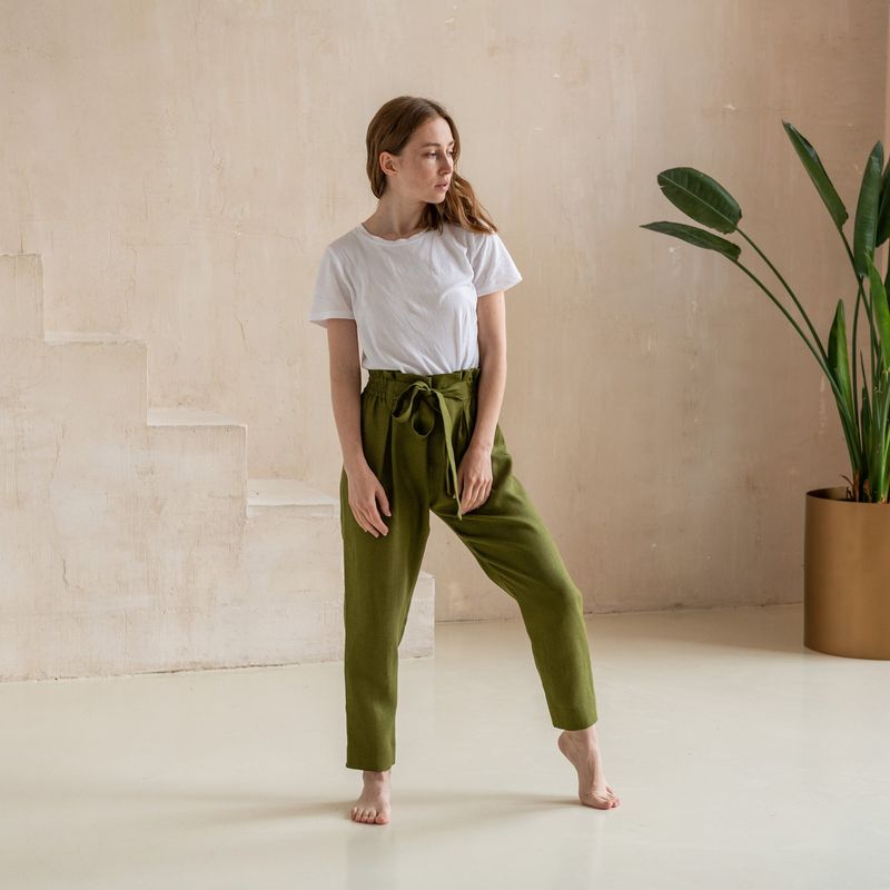Paperbag Waist Linen Pants