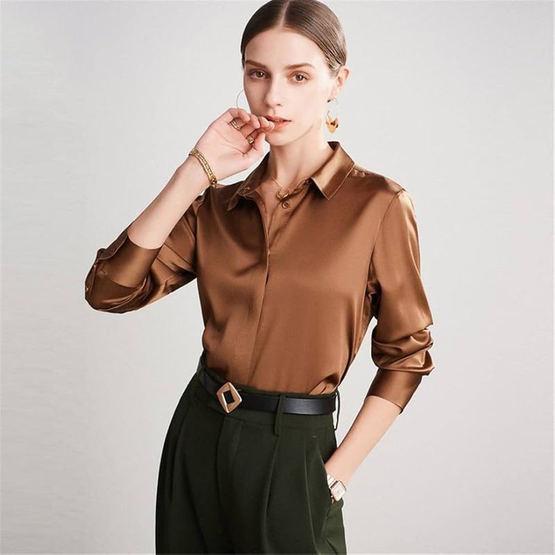 Silk Blouse and High-Waisted Trousers