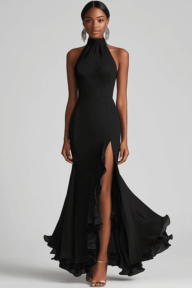 High-Neck Halter Elegance