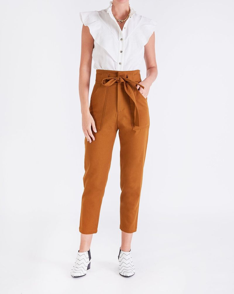 Belted Peg-Leg Trousers