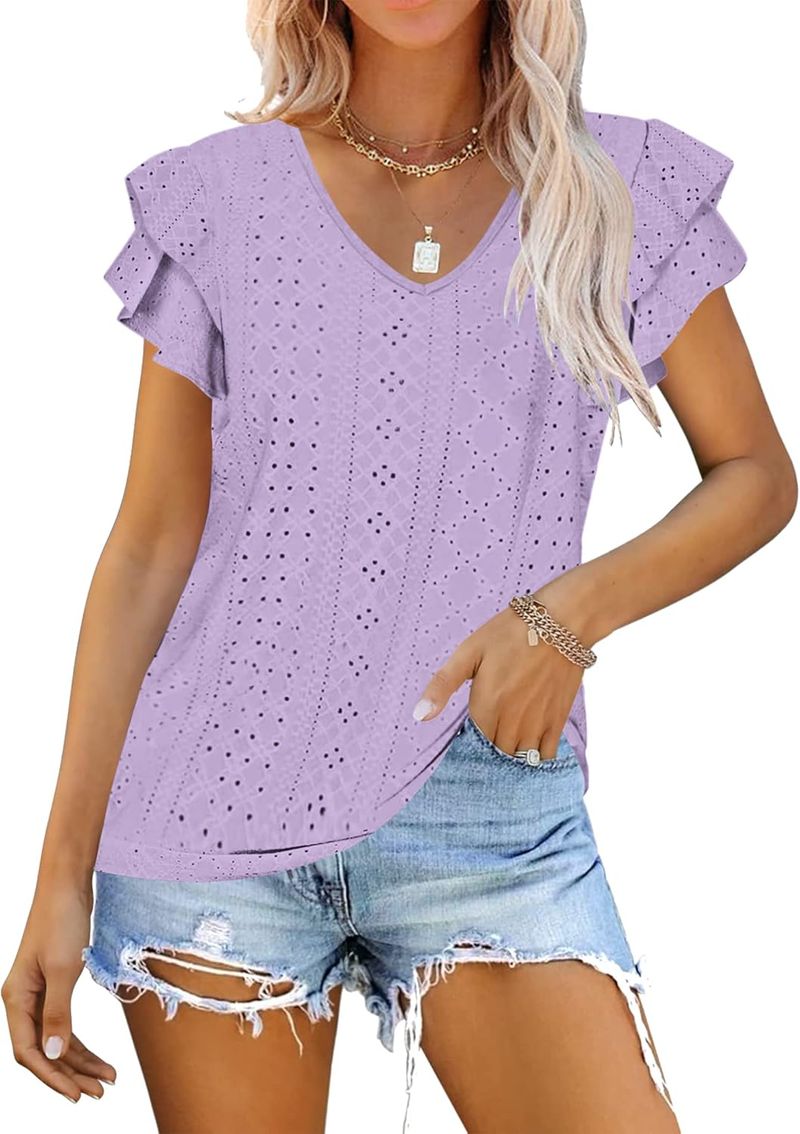 Lilac Ruffle-Sleeve Tee