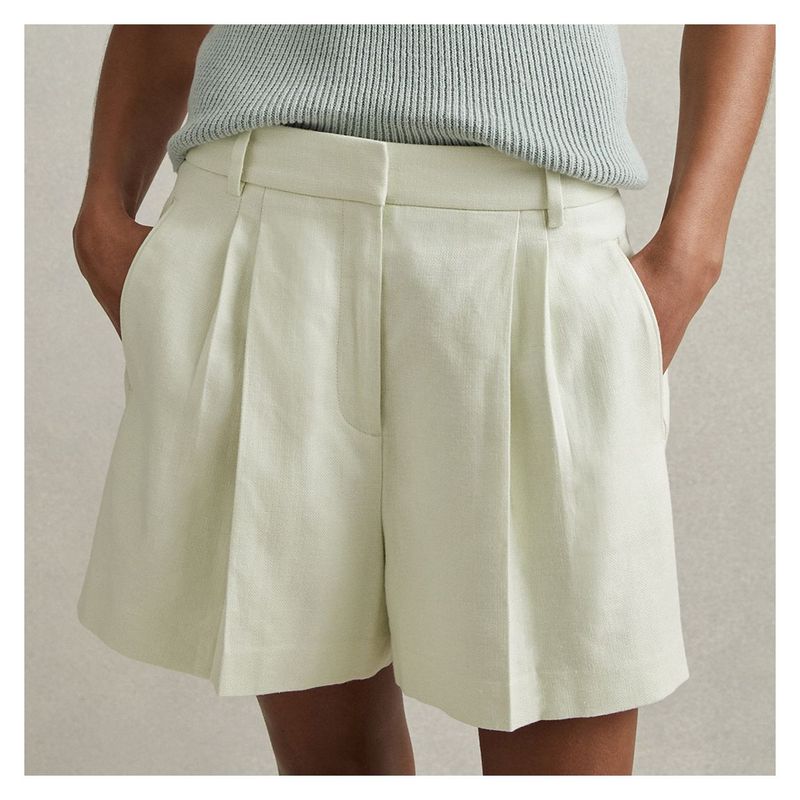 Mint Green Linen Shorts