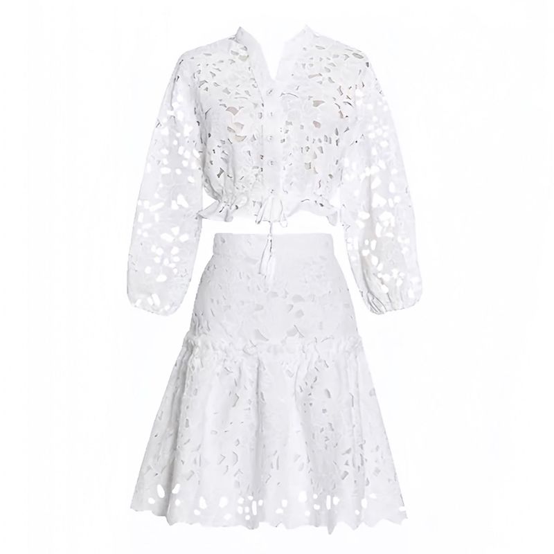Eyelet Embroidered Top and Skirt