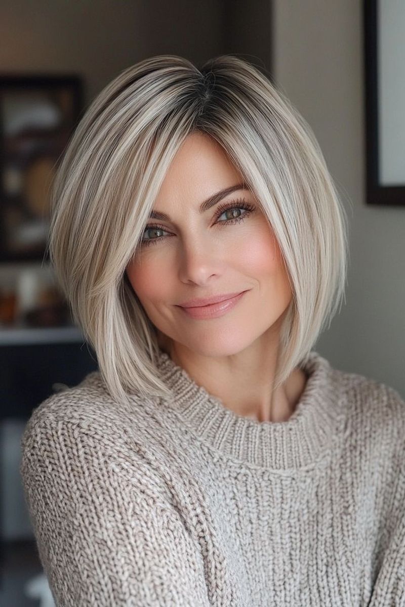 Elegant Side-Swept Bangs