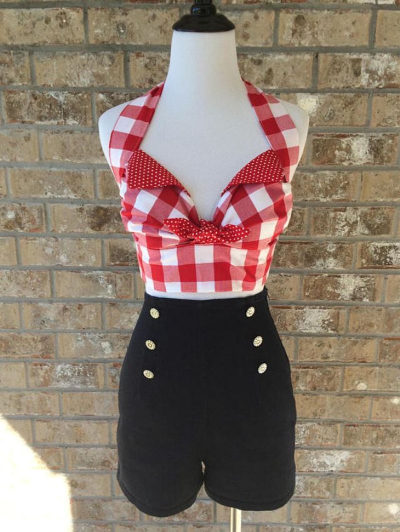 Retro Halter & High-Waisted Shorts