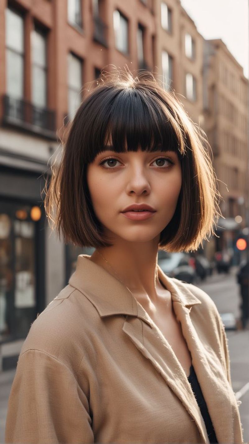 Blunt Chin-Length Bob with Baby Bangs