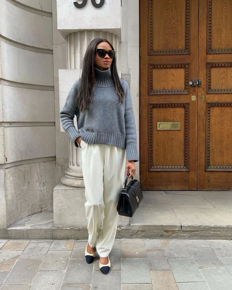 Ballerina Flats With Wide-Leg Trousers