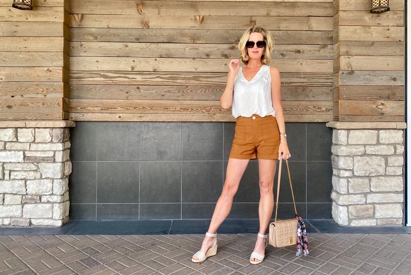 Silk Camisole & High-Waisted Shorts