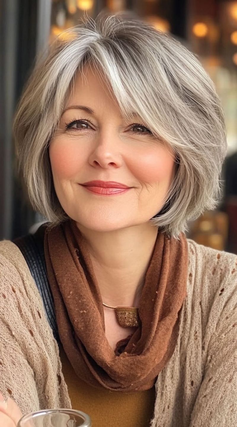 Layered Bob with Side-Swept Bangs