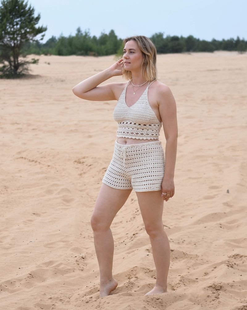 Crochet Top and Drawstring Shorts