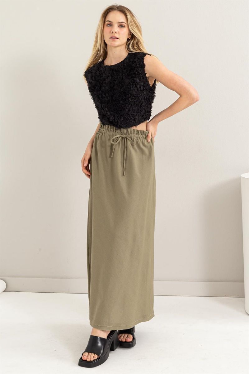 Drawstring Maxi Skirt