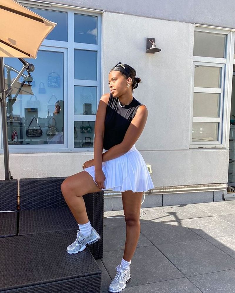 Tennis-Inspired Dress & Sneakers