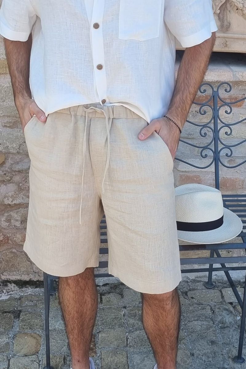 Relaxed Fit Linen Shorts