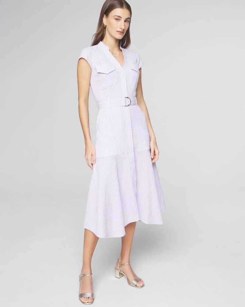Seersucker Belted Dress