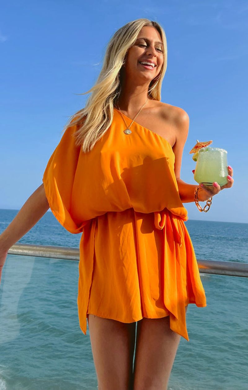 Tangerine Off-Shoulder Dress