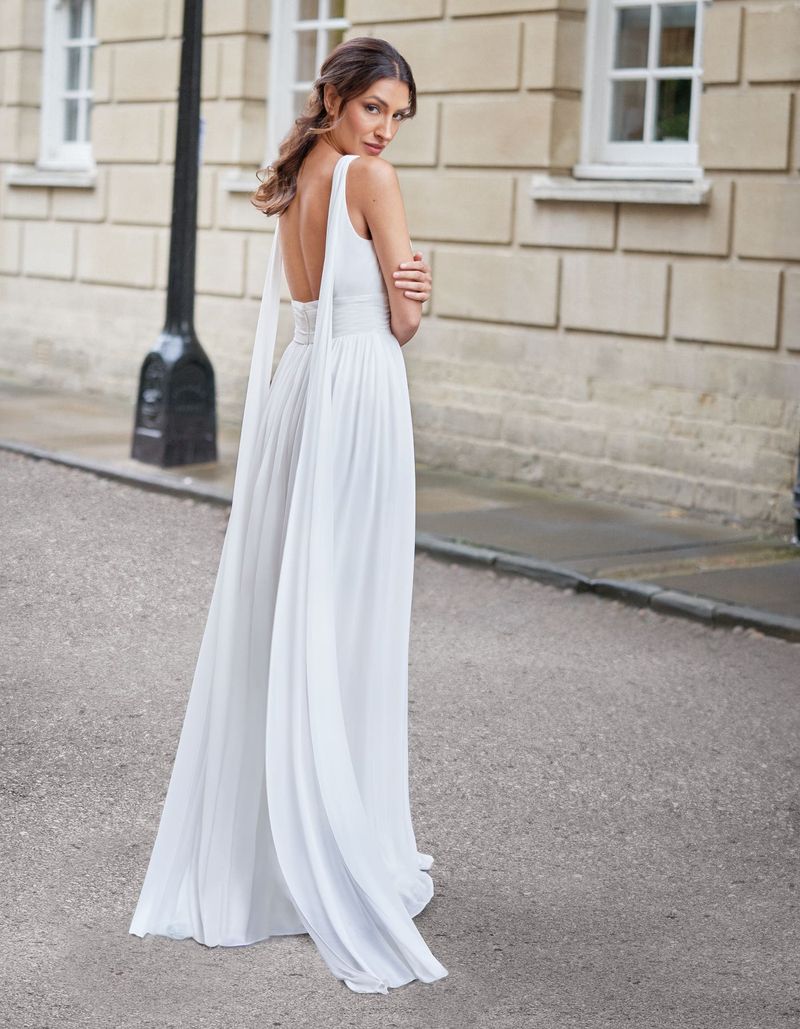 Pleated White Grecian Gown