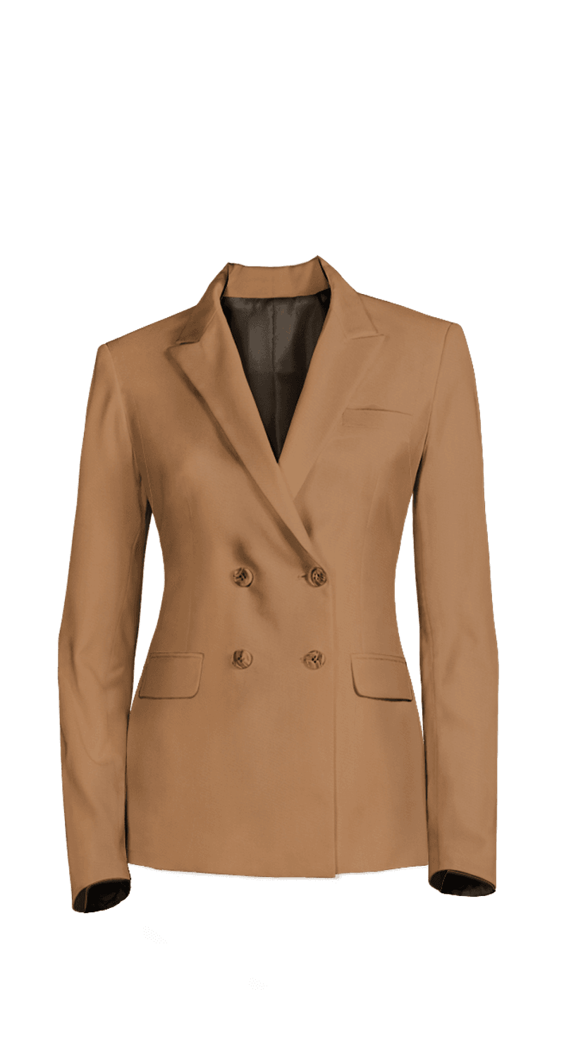 Camel Double-Breasted Blazer
