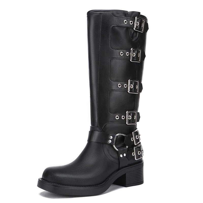 Bulky Heel Boots With Unnecessary Buckles