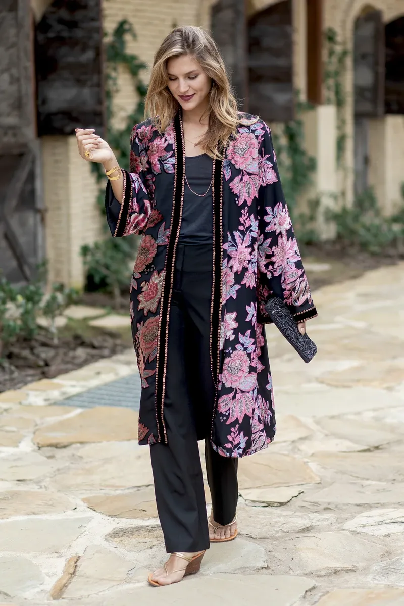 Hand-Painted Silk Kimono Jacket