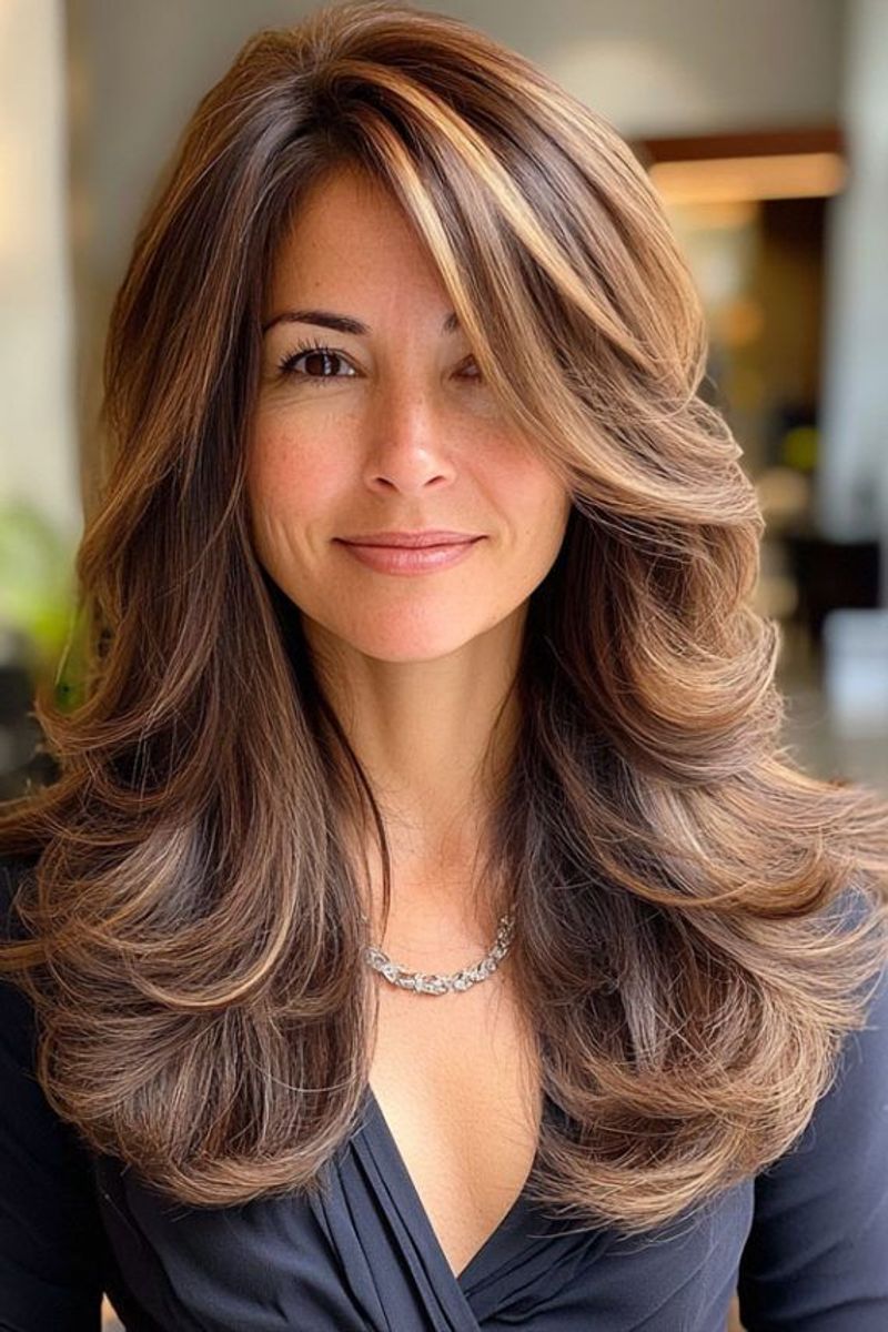 Long Layers with Side-Swept Fringe