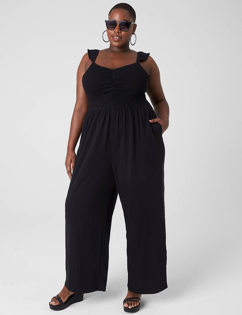 Smocked Bodice Cotton Jumpsuit