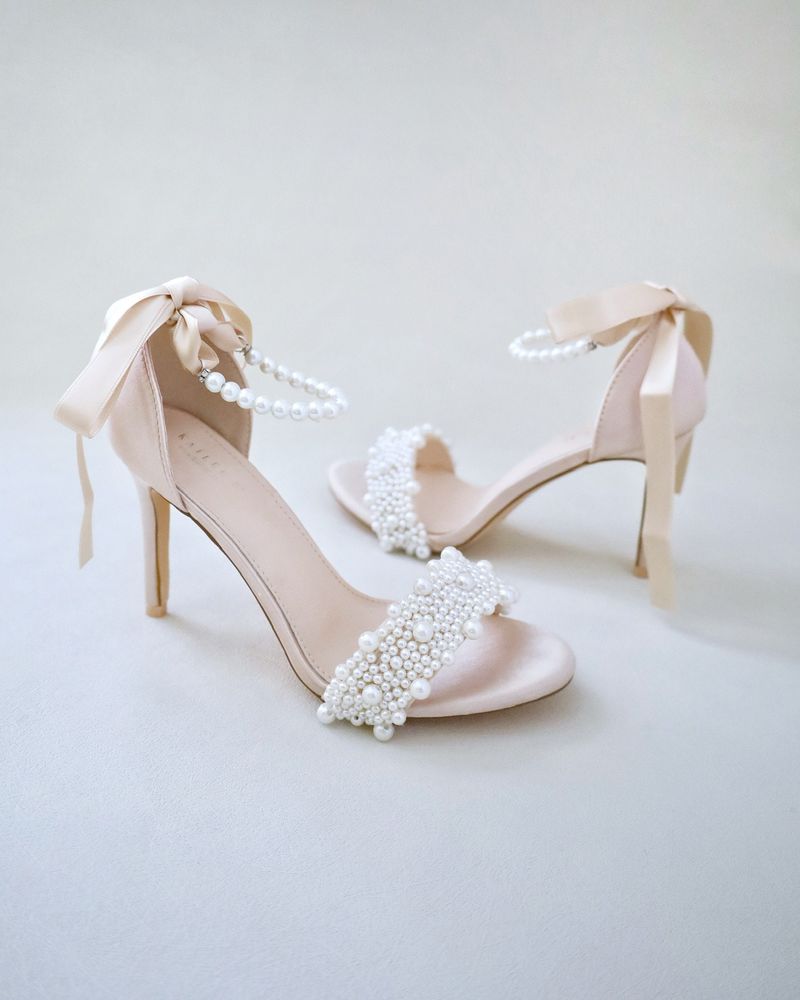 Pearl-Studded Ankle Straps