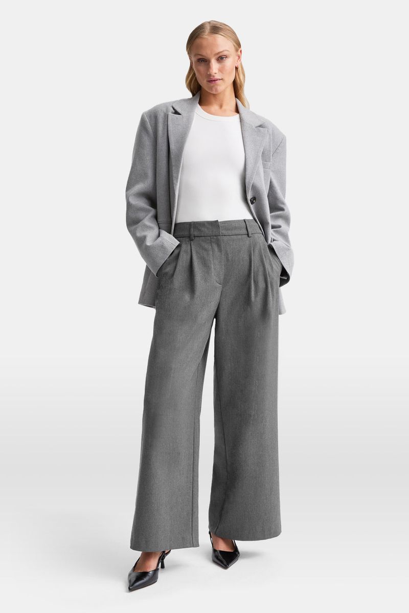 Charcoal Wide-Leg Trousers