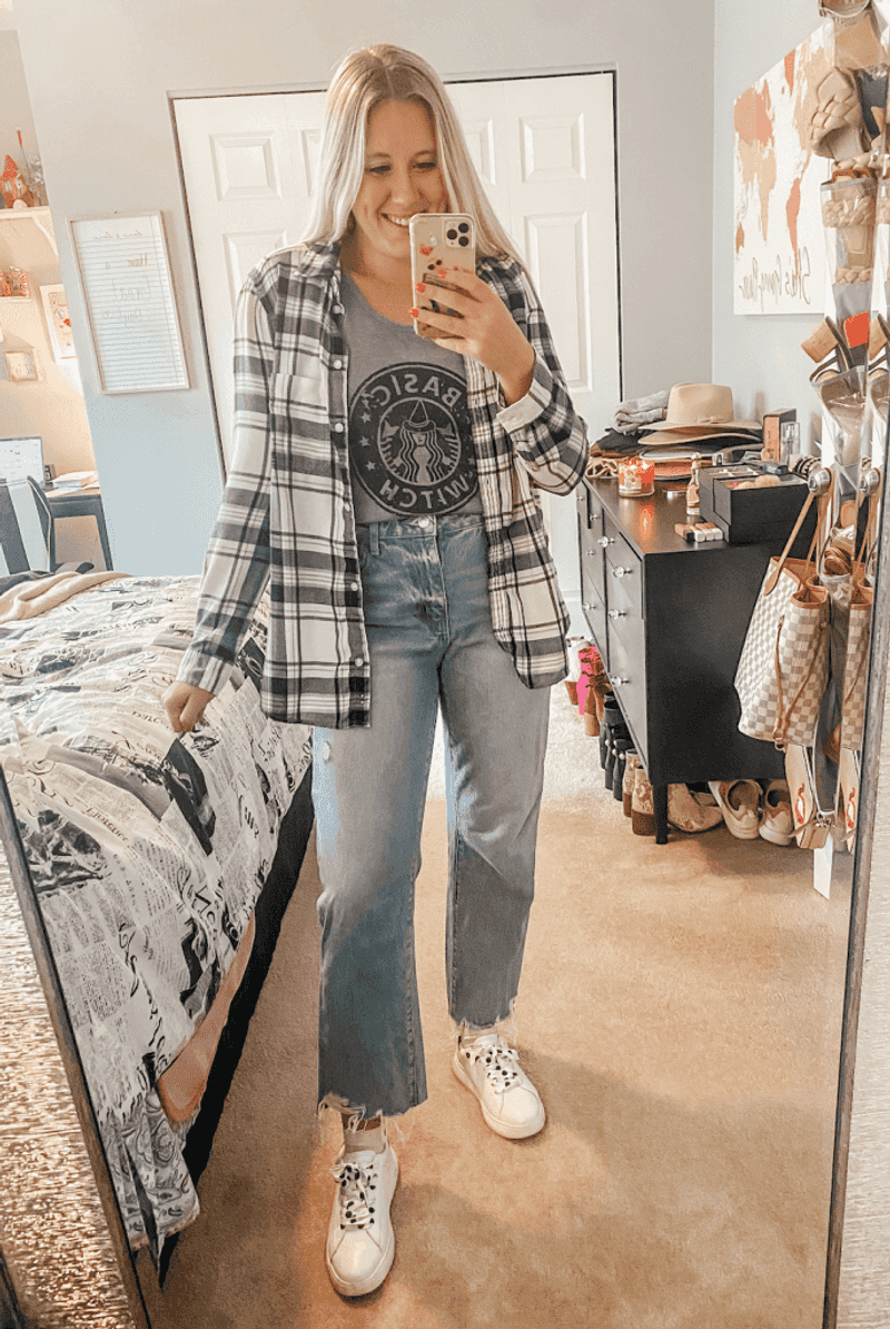 Flannel Shirt Over Graphic Tee