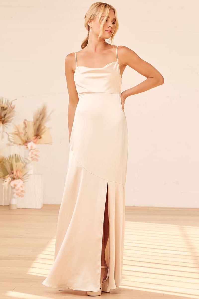 Champagne Satin Column Dress