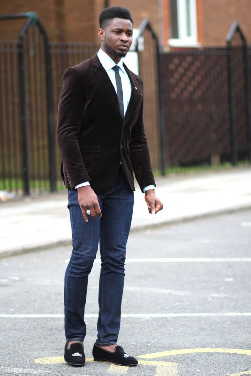 Velvet Blazer and Skinny Jeans