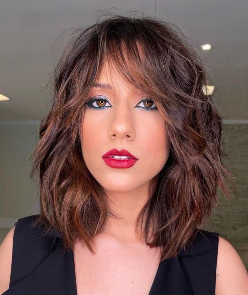 Choppy Midi Cut with Razored Bangs