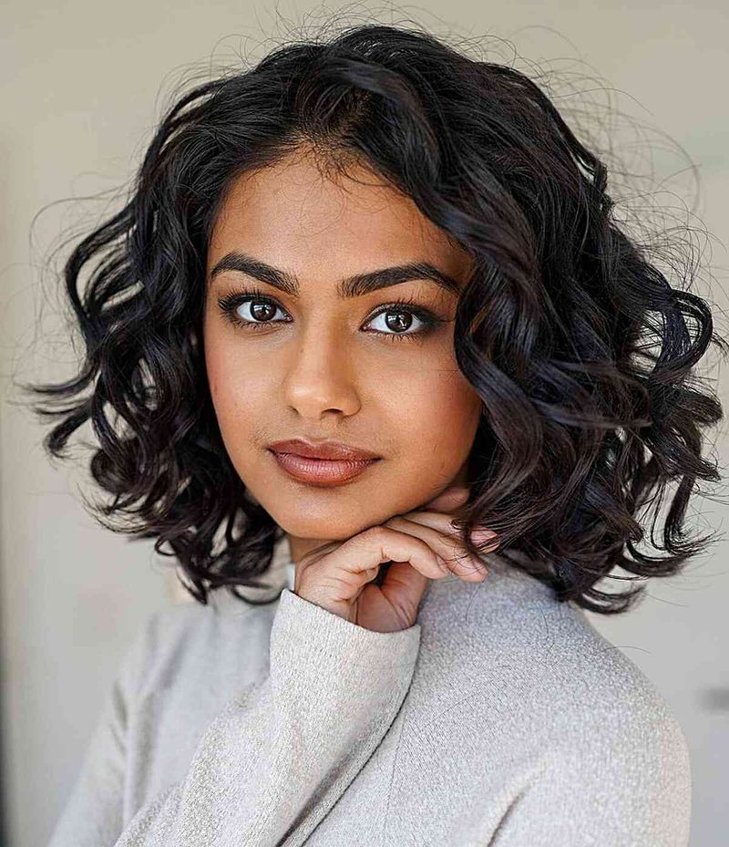 Sleek Curly Bob