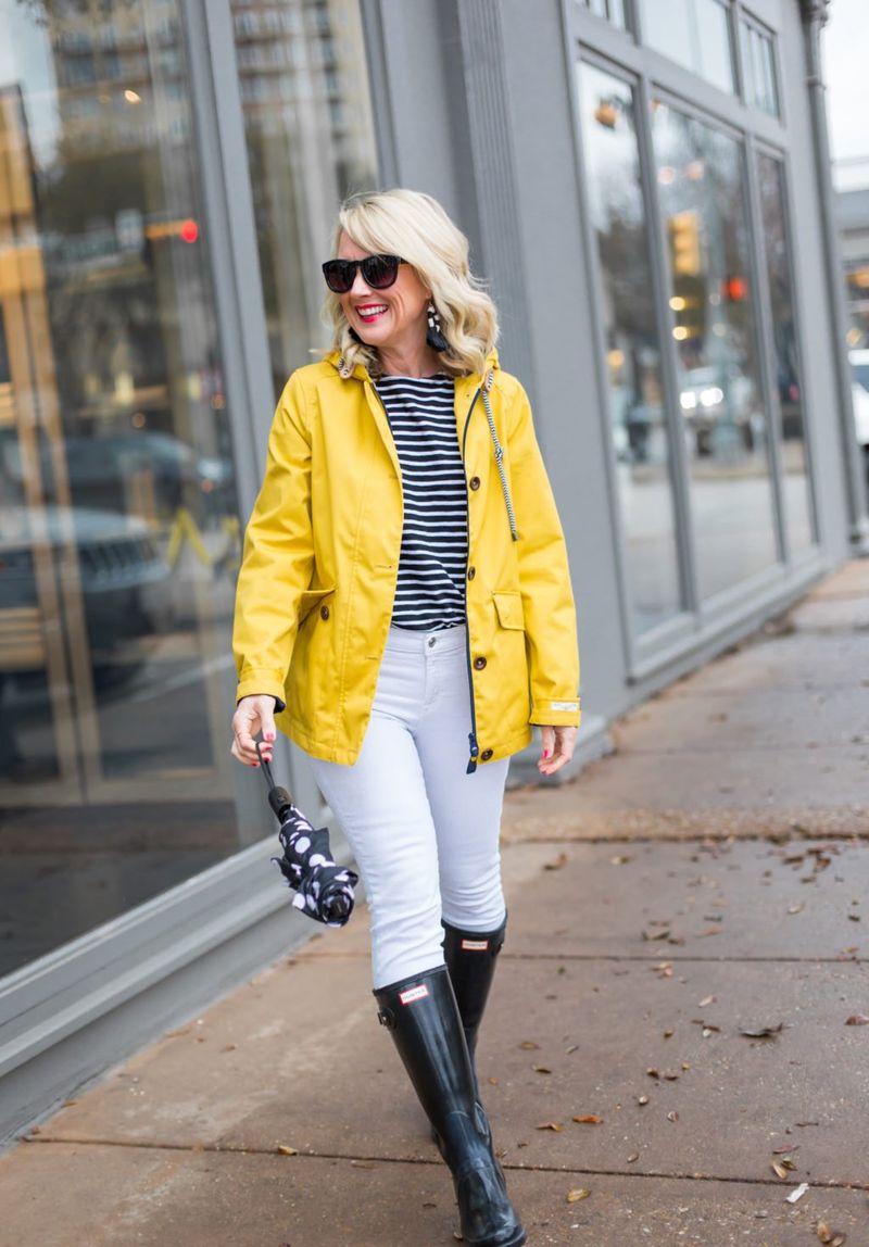 Layered Sweater & Rain Jacket Look