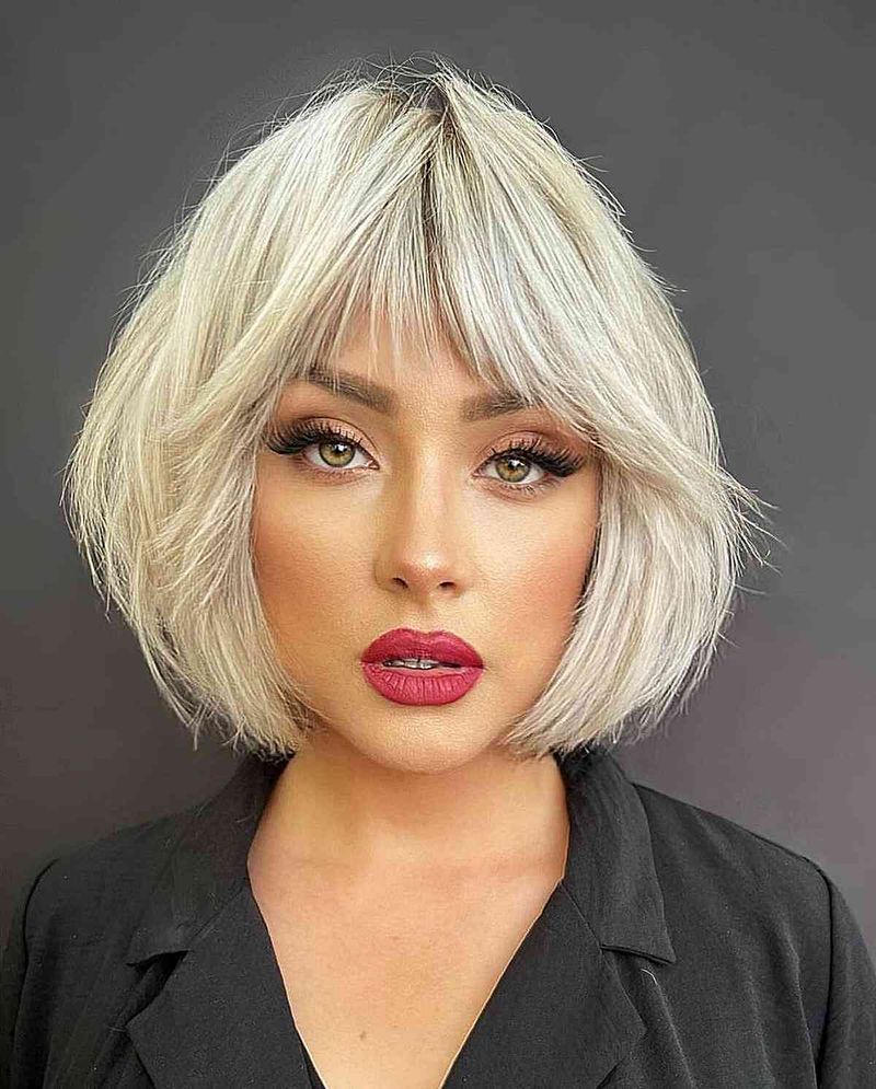 Choppy Layered Bob with Money Piece