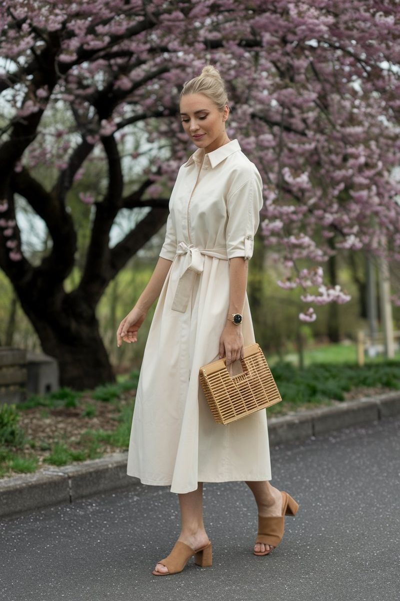 Shirt Dress with Slim Belt