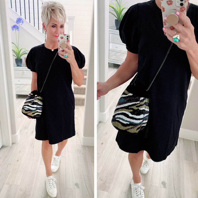 T-Shirt Dress + Statement Earrings Trick