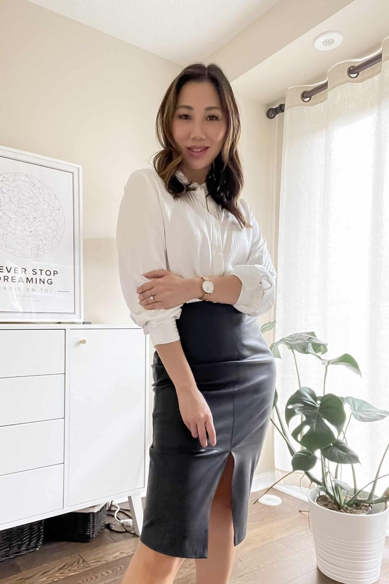 Silk Blouse and Pencil Skirt