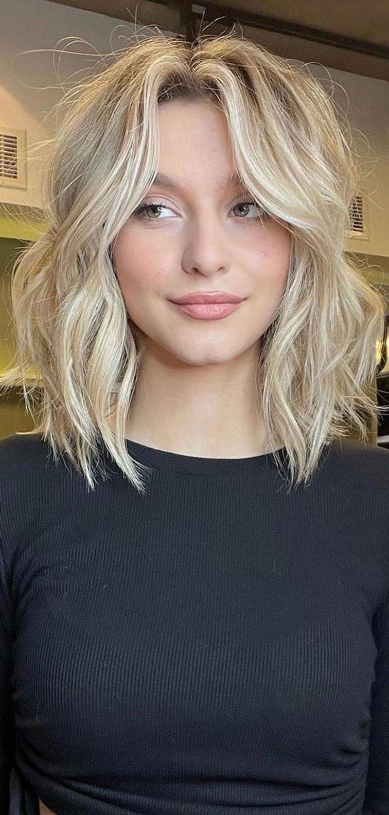 Curtain Bangs With Layered Lob