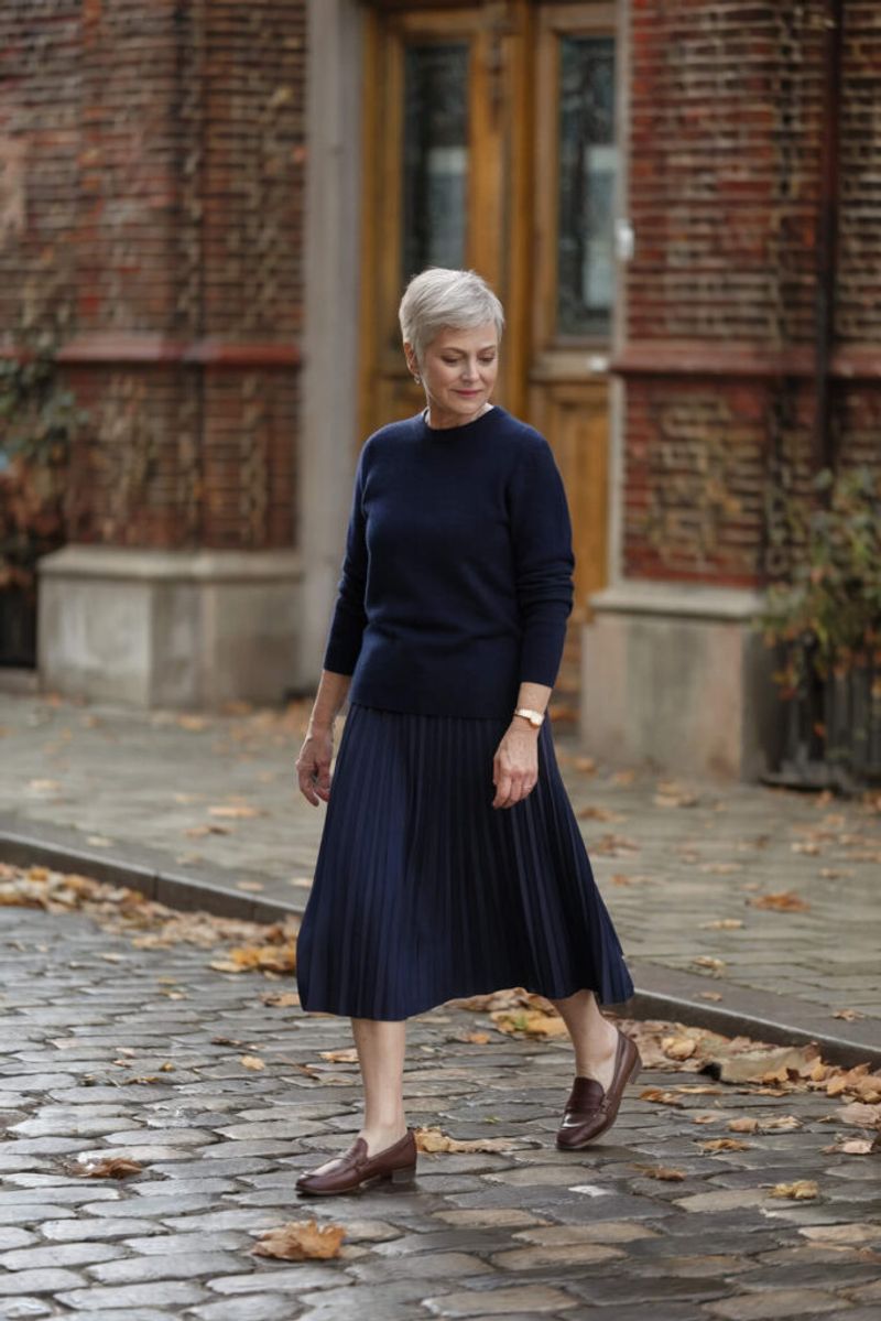 Midi Skirt & Tucked Blouse