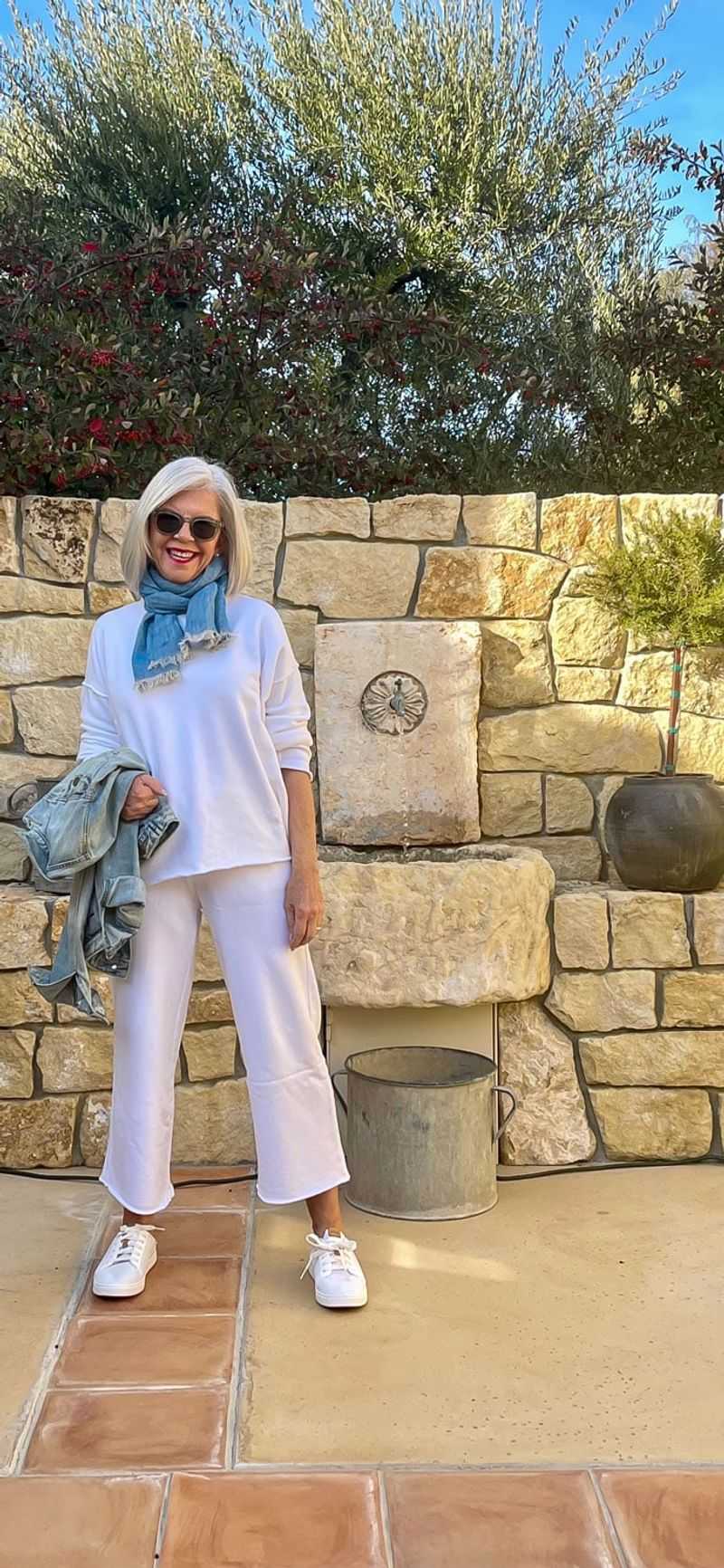 Dressy White Capris with Tunic Top