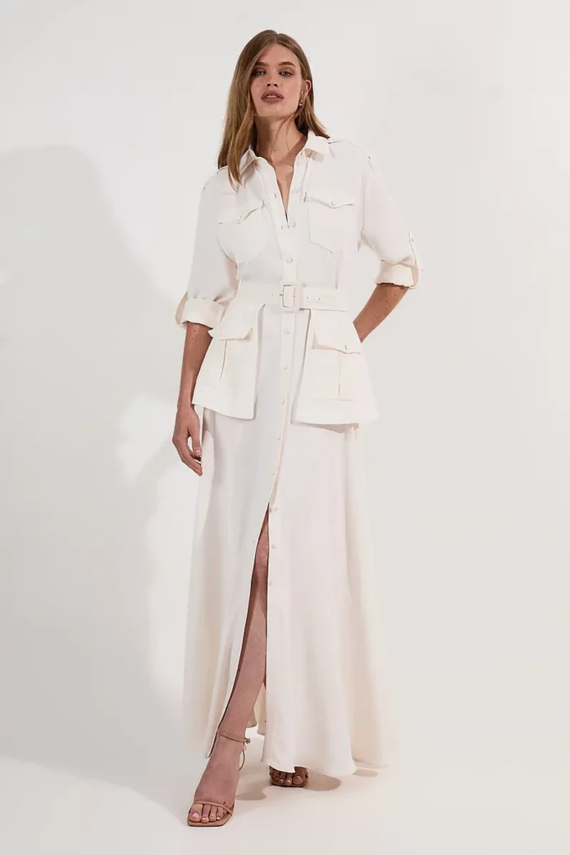 Tailored Shirt-Dress with Leather Belt