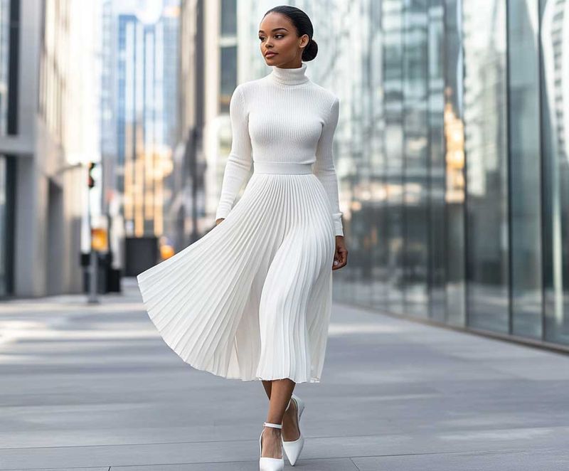 Pleated Skirt with Fitted Sweater