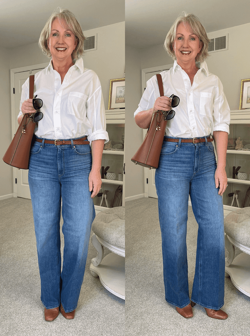Premium Denim with White Button-Down