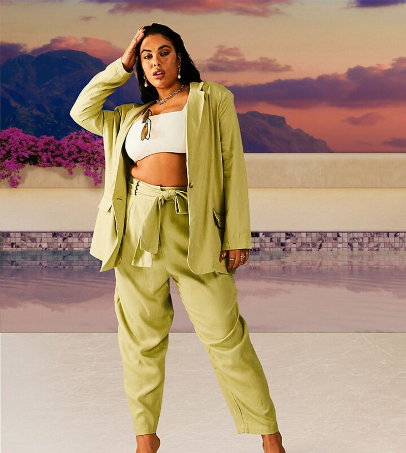 ASOS Design Curve Linen Blend Summer Suit ($135)