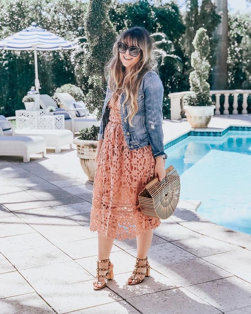 Floral Midi Dress & Denim Jacket